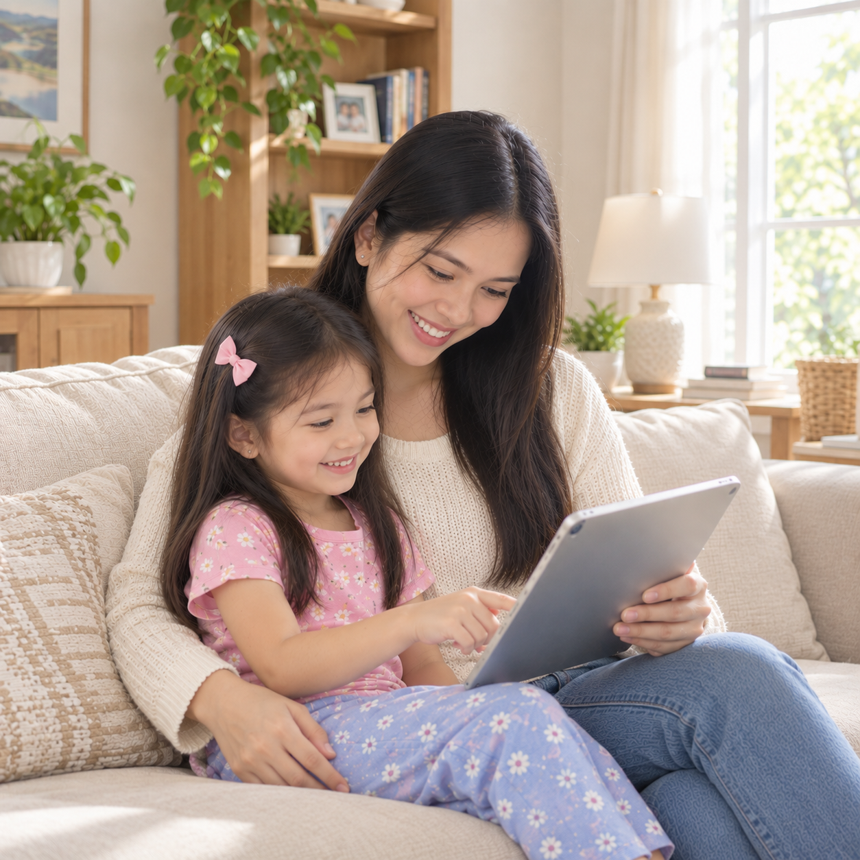 Mother and child learning