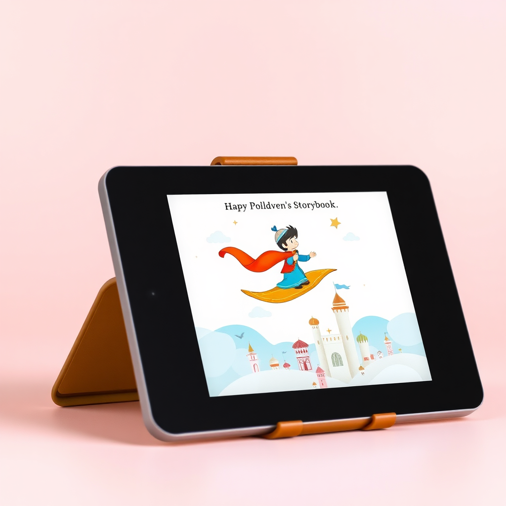 Video storybook displayed on a tablet