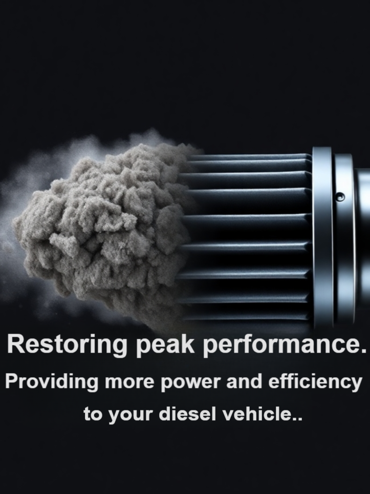 A DPF filter morphing from a dirty, clogged state into a clean and efficient one.