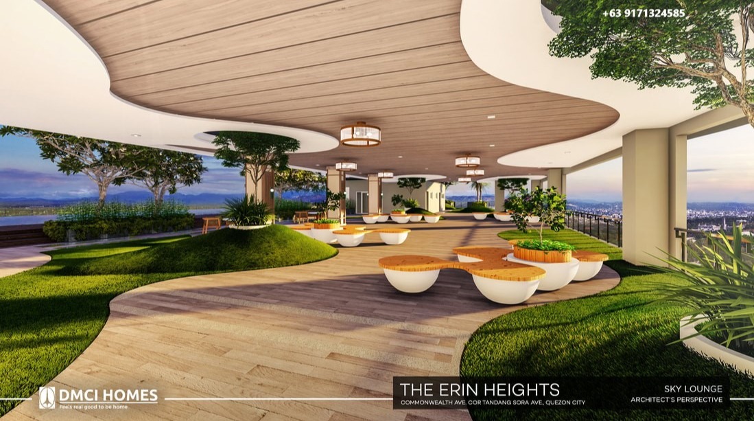 Capture a time-lapse of The Erin Heights' construction, starting with the foundation and culminating in its finished state. Focus on the architectural details and innovative design elements that set it apart. Use a wide-angle lens to capture the entire structure against the backdrop of the Quezon City skyline. The image should convey a sense of progress, innovation, and modern engineering. The color palette should be neutral and realistic, with emphasis on natural light and shadow. Hyperrealistic details, 8k resolution.