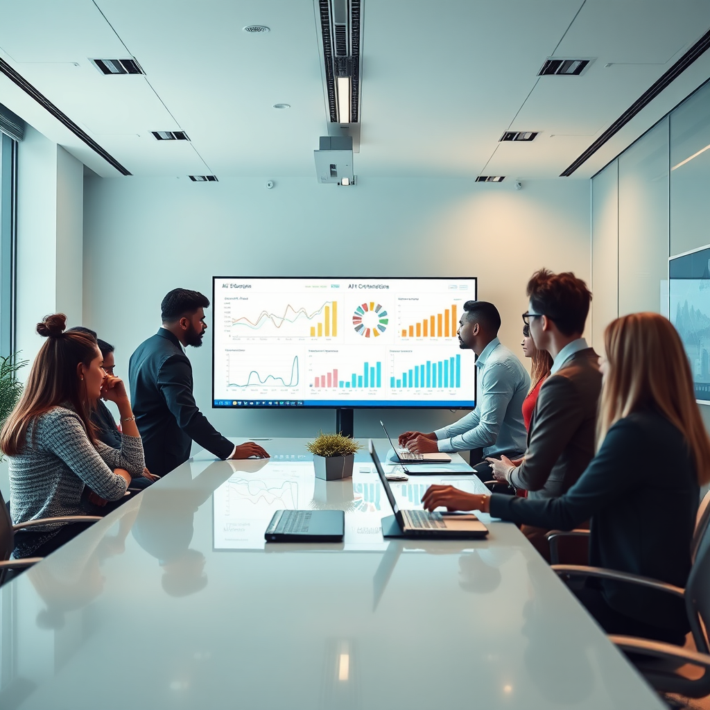 Innovatech Solutions team collaborating in a modern office.