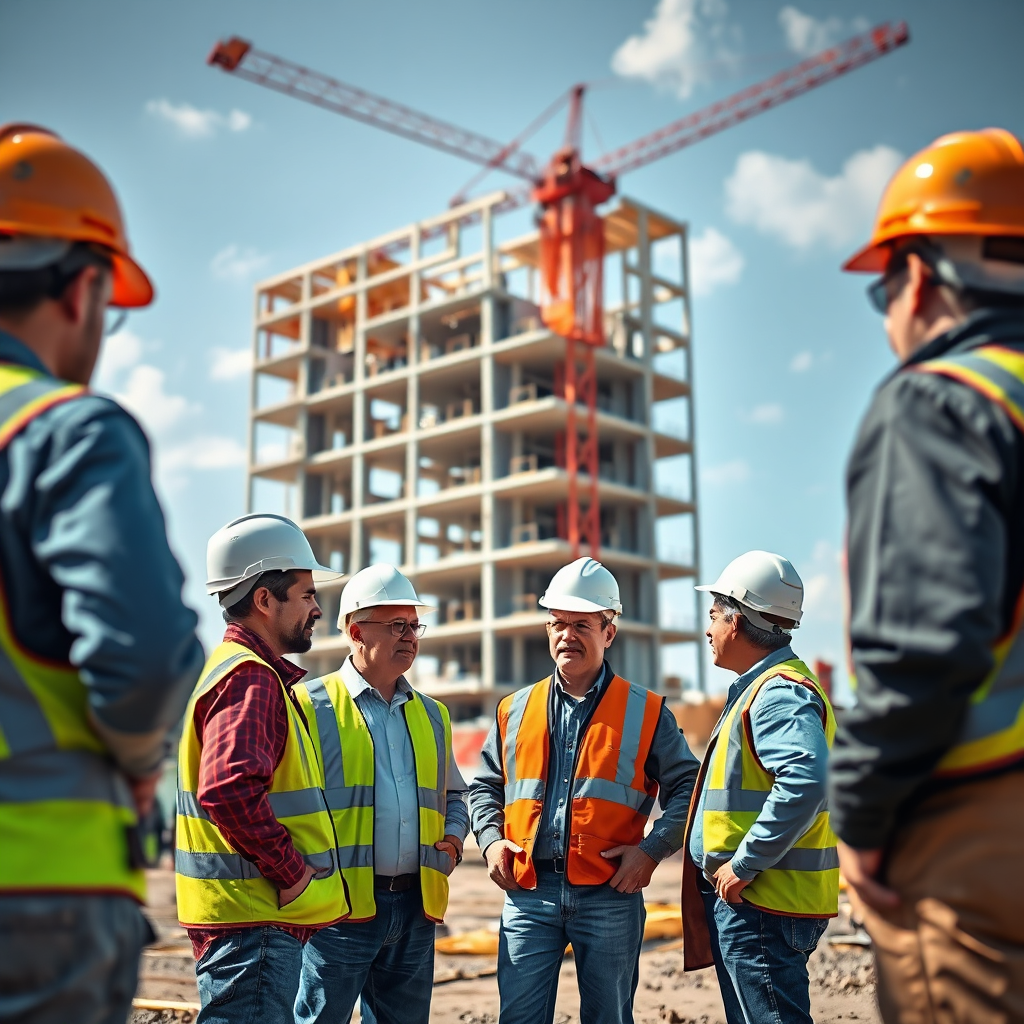 Architects overseeing construction site