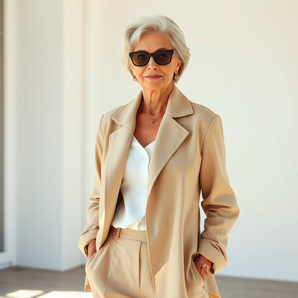 Stylish linen jacket on a woman