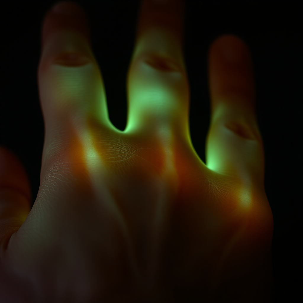 Hand with glowing veins