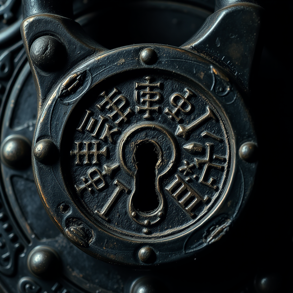 Antique lock with strange symbols