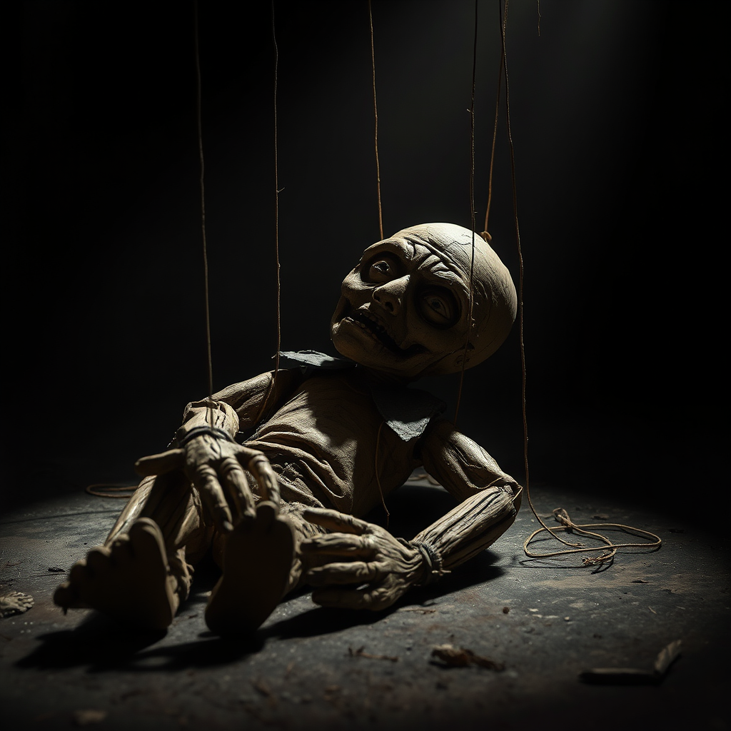 Decaying wooden puppet