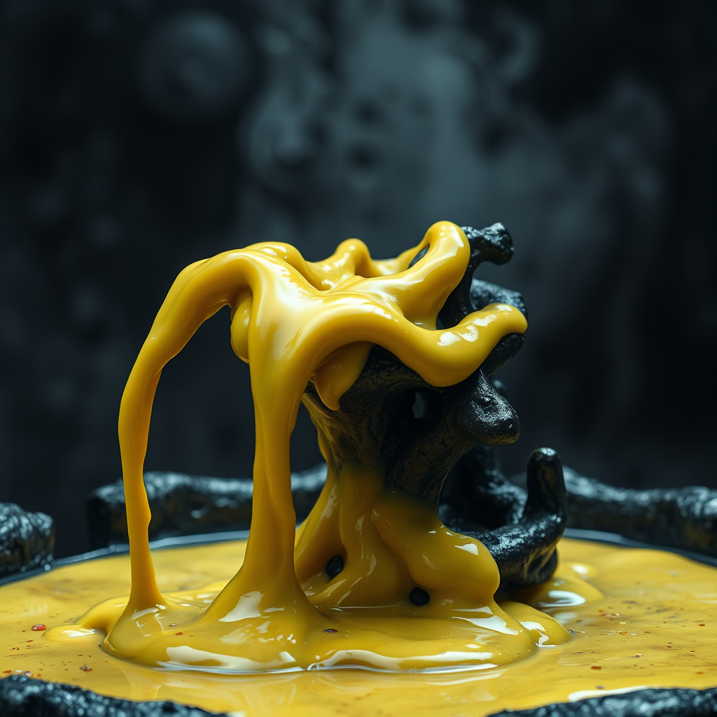 Sickly yellow mustard fountain
