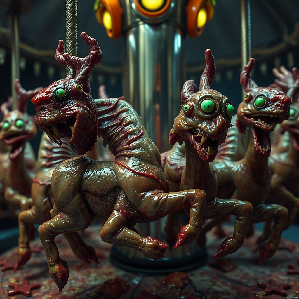 Grotesque spinning deli meats