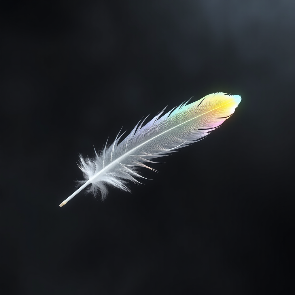 Feather made of solidified light