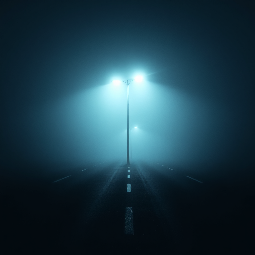 Street lamp in heavy fog