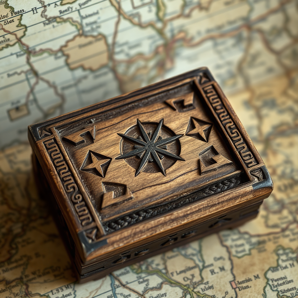 Carved wooden box with shifting symbols