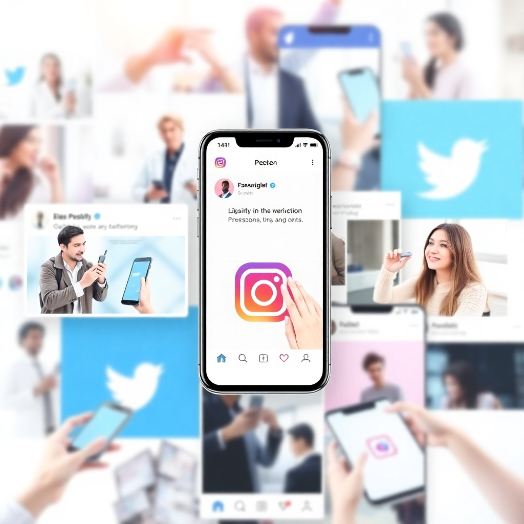 A dynamic collage showcasing the organization's social media presence on various platforms, including Facebook, Instagram, and Twitter, highlighting their online engagement and reach. Style: Modern and connected. Resolution: 4k.
