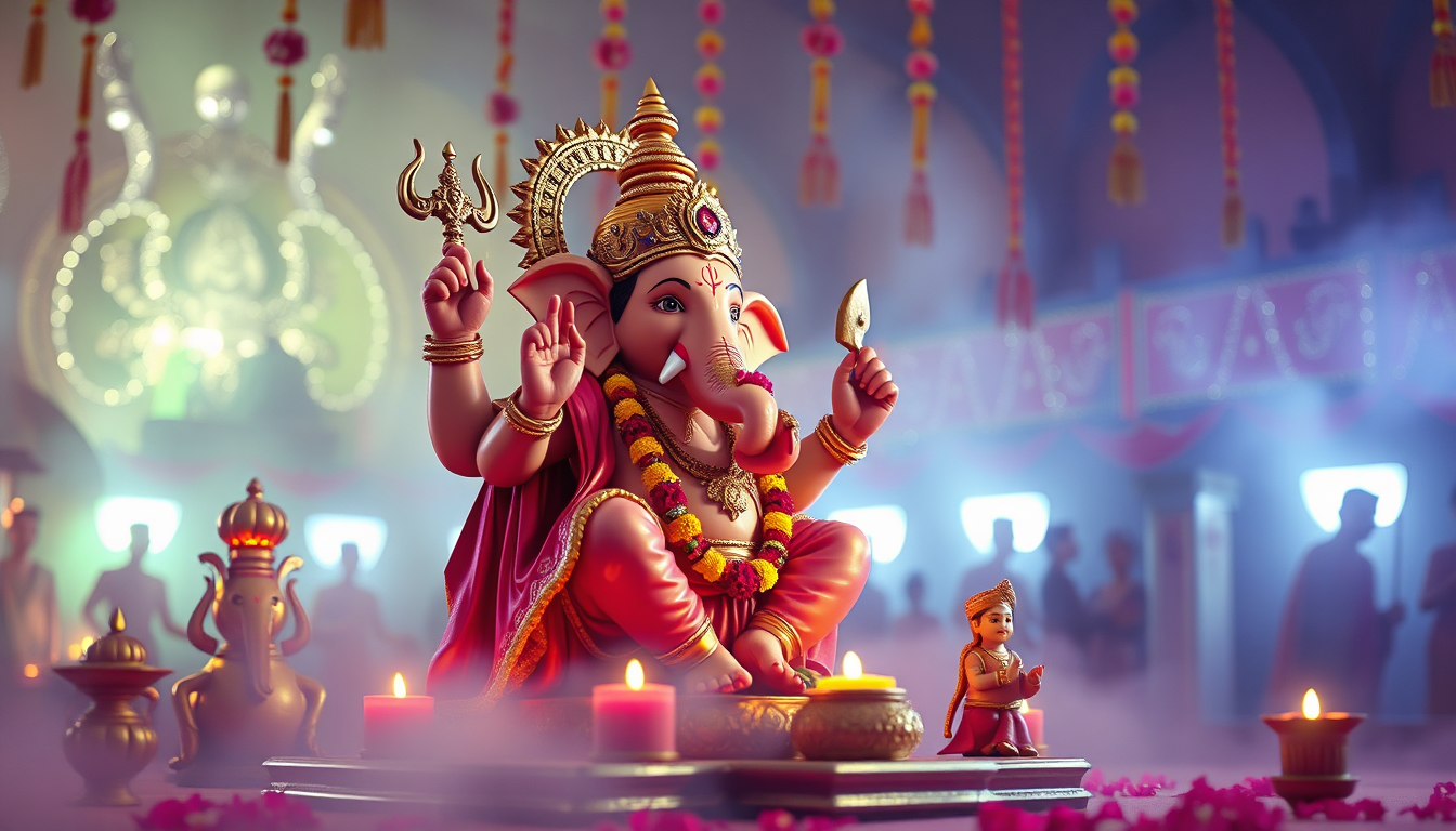 A photorealistic image depicting a traditional Satara cultural event or performance taking place in Ulwe. The scene should evoke a sense of cultural pride, heritage, and community spirit. Capture the details of traditional attire, music, and dance. The lighting should be vibrant and festive. Style: Authentic and respectful.