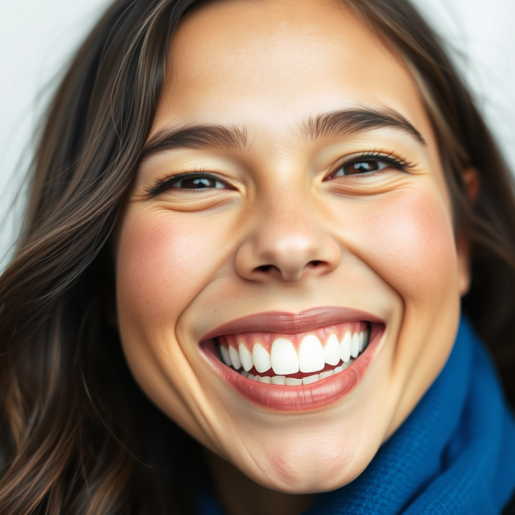 Create an 8K resolution, hyperrealistic header image for "Dental Support Systems." The subject is a radiant, healthy smile of a person in their late 20s to mid 30s. The composition should be a close-up, focusing on the teeth and lips, conveying confidence and vitality. Lighting should be soft, diffused, and natural, highlighting the whiteness of the teeth and the healthy texture of the lips. The color palette should be predominantly white, with subtle hints of pink and peach to add warmth. The camera angle is slightly low, looking up at the smile to enhance its prominence. Texture details should emphasize the smoothness and cleanliness of the teeth. The environment is a blurred background, suggesting a modern and clean dental office. Props include a subtle gleam on the teeth, implying excellent oral hygiene. The style is inspired by professional dental advertisements, emphasizing health and beauty. This image should visually symbolize the promise of "A Healthy Smile for a Lifetime."