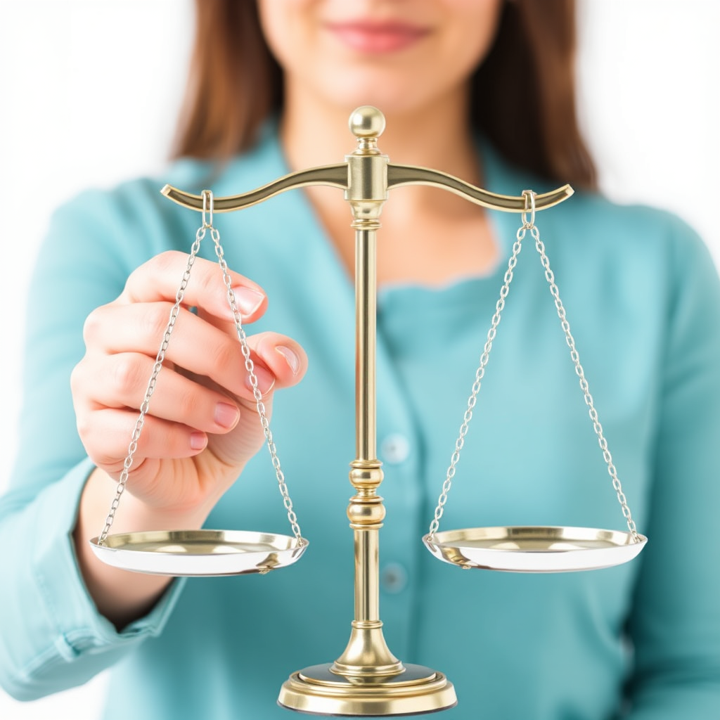 A person holding a set of scales, carefully weighing the pros and cons of Medicare Advantage plans. The scales are balanced, representing the need for careful consideration. The background is a clean, modern design. Stylized.