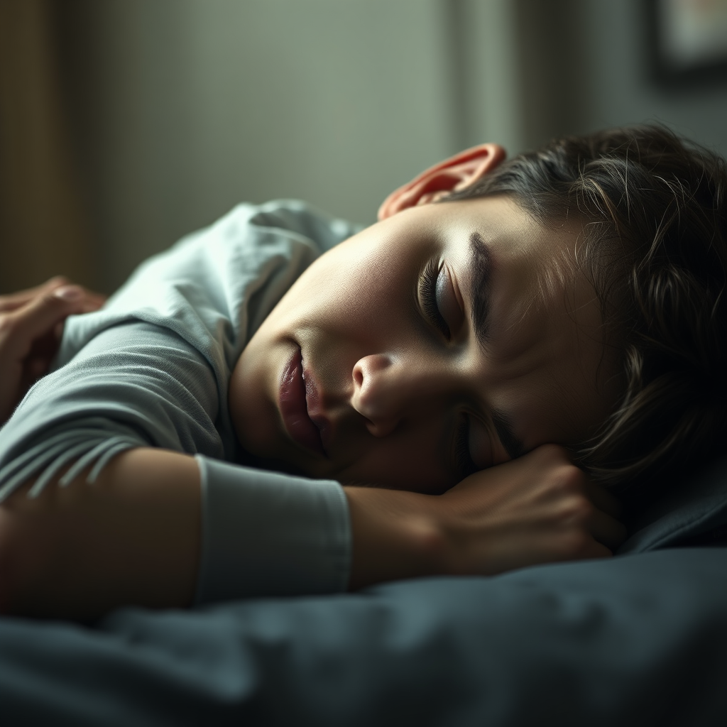 A photorealistic image of a person slumped over, looking exhausted and drained. The color palette should be muted and somber, reflecting the feeling of fatigue. Style: Lifestyle photography. 8k Resolution.
