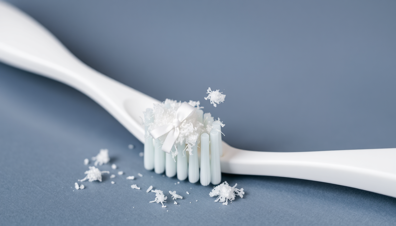 A person brushing their teeth while also holding a Prodentim tablet. Focus on the combination of these two elements for optimal oral health.