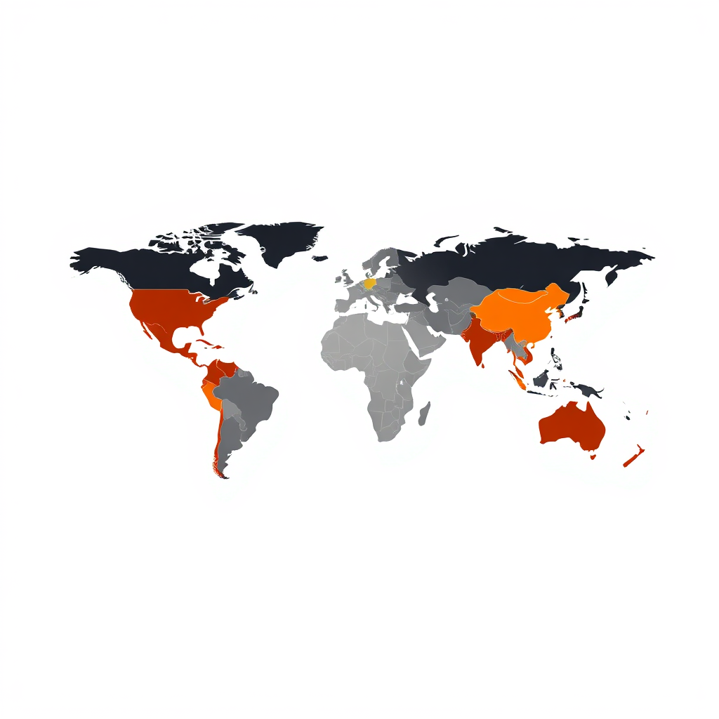 Create a abstract illustration. Create a map of the world but with zones of a basketball field. Make a modern design. 8k resolution, professional illustration.