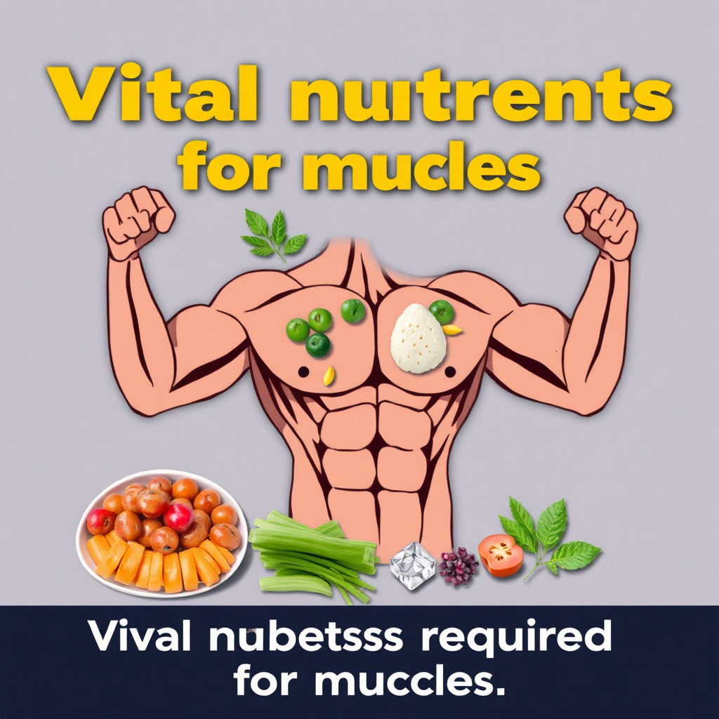 Stylized image of vital nutrients required for muscles.