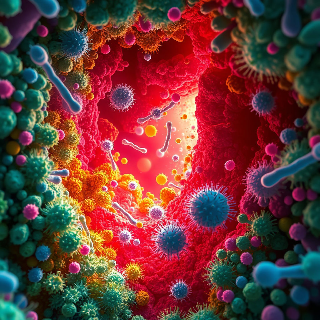 Visualize a healthy, balanced oral microbiome with diverse bacterial populations coexisting harmoniously. The scene should be teeming with life, with beneficial bacteria dominating the environment. The color palette should be vibrant and natural, with greens, blues, and pinks representing the various bacterial species. The lighting should be bright and inviting, showcasing the beauty and complexity of this ecosystem. The overall style should be serene and balanced, conveying the long-term benefits of Prodentim. Render in 8K resolution with a focus on creating a sense of vitality and well-being.