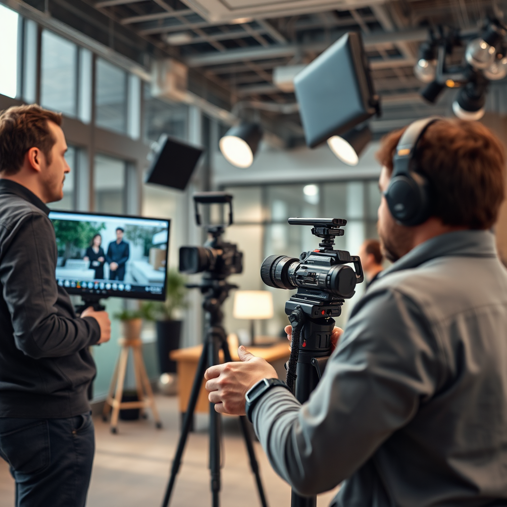 Professional video crew on set