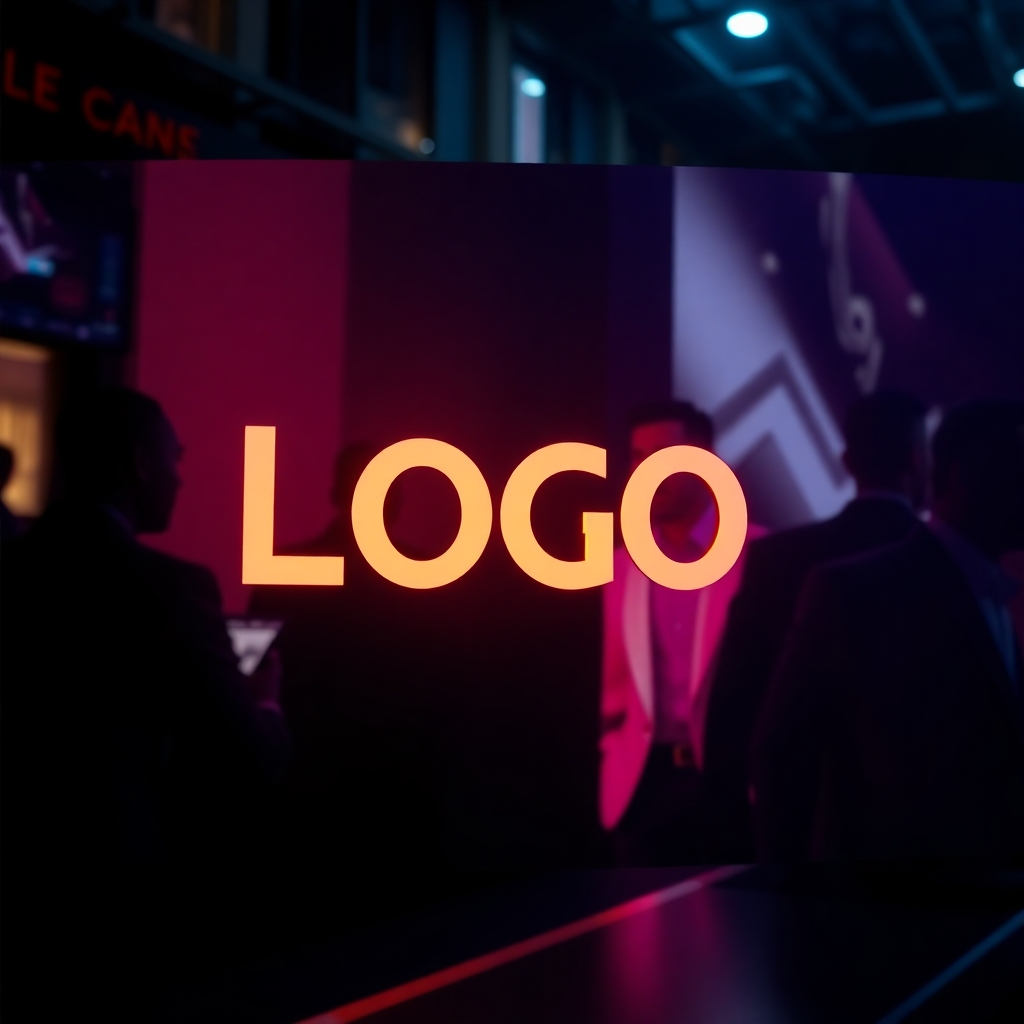 A photorealistic image featuring a stylish logo reveal animation integrated seamlessly into a beautifully edited video. The lighting is dynamic and cinematic, enhancing the visual impact of the logo reveal. The color palette is vibrant and eye-catching, showcasing the brand's identity. Camera angle is a medium shot, capturing the logo animation and the surrounding video content. Texture details should be smooth and polished, emphasizing the quality of the visual effects. Technical specs: 4K resolution, high quality rendering.