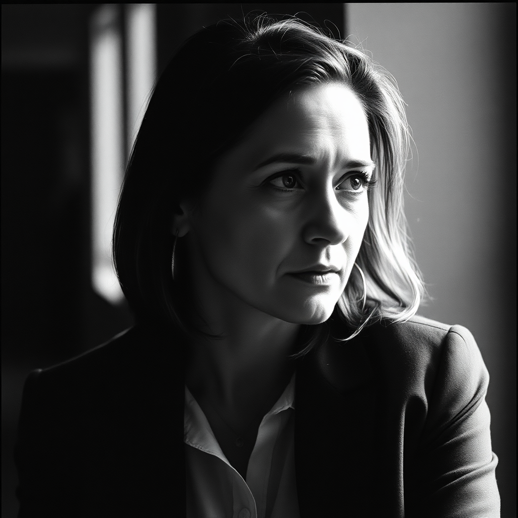 A poignant portrait of a woman in reflection