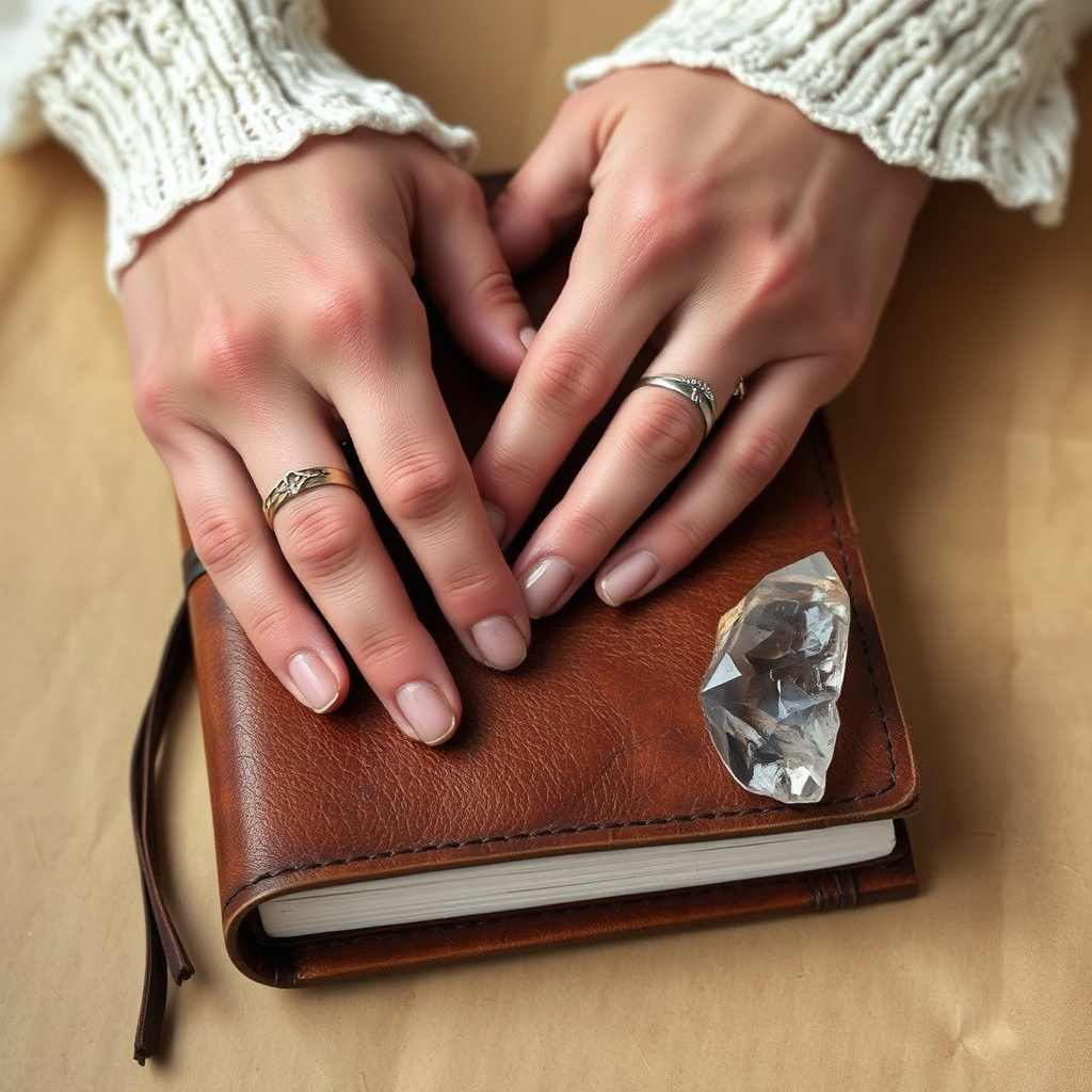 Hands holding a journal