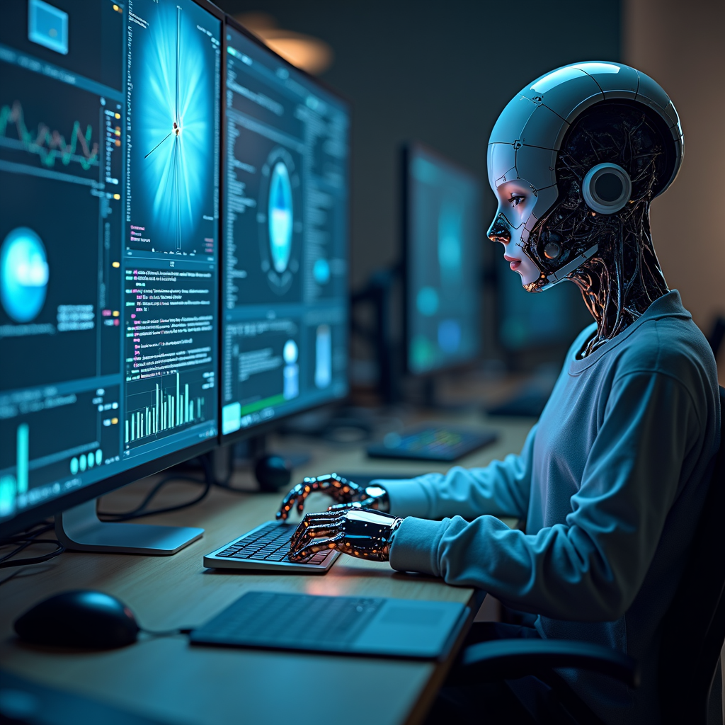 Create a photorealistic image of a LINE chatbot icon answering multiple questions simultaneously. The background is a dark, abstract pattern representing the flow of information. The chatbot icon should be friendly and approachable. The lighting should be focused on the chatbot, creating a sense of clarity and efficiency. Include subtle visual cues to indicate the speed and responsiveness of the system.