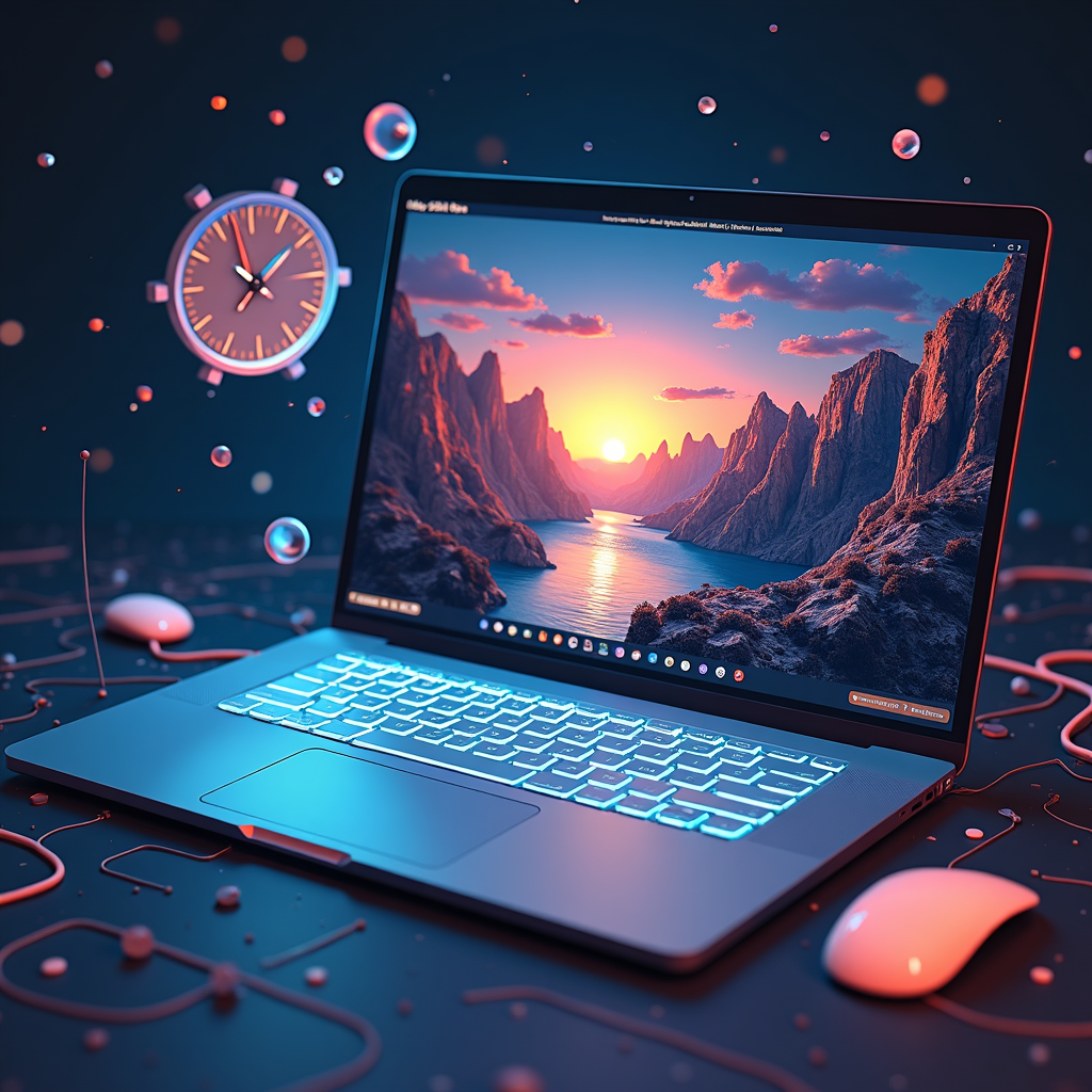 Create a photorealistic image of a LINE chatbot icon answering multiple questions simultaneously. The background is a dark, abstract pattern representing the flow of information. The chatbot icon should be friendly and approachable. The lighting should be focused on the chatbot, creating a sense of clarity and efficiency. Include subtle visual cues to indicate the speed and responsiveness of the system.