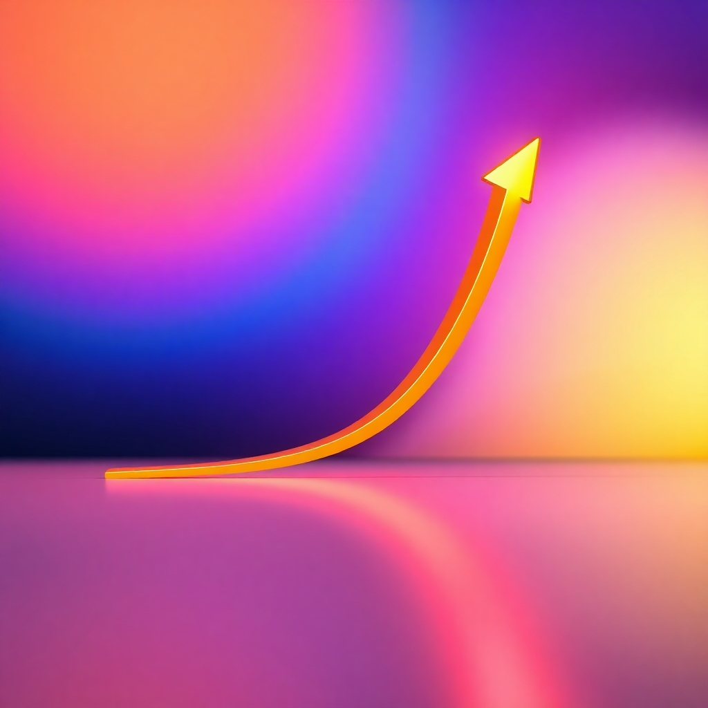A stylized image depicting a growing graph that starts small and gradually increases in size, representing the scaling of lead generation efforts. The graph is brightly lit and visually appealing, with a smooth, upward trajectory. The background is a gradient of colors, representing the growth and expansion of the business. The camera angle is a slightly low perspective, emphasizing the scale and potential of the growth. Technical specs: 4K resolution, high-quality rendering.