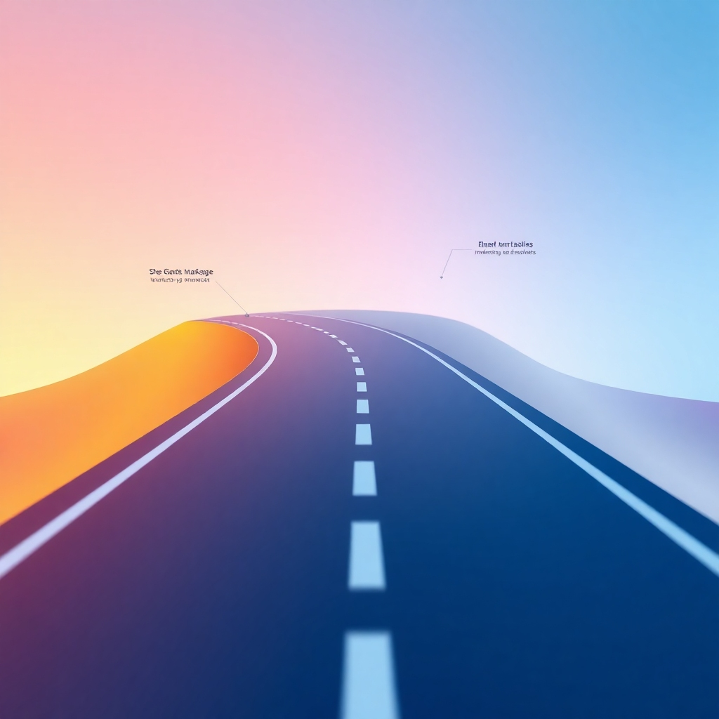 A stylized image depicting a strategic roadmap with various milestones and checkpoints. The roadmap is brightly lit and visually appealing, with a clear and defined path. The background is a gradient of colors, representing the different stages of the marketing journey. The camera angle is a slightly low perspective, emphasizing the scale and potential of the strategy. Technical specs: 4K resolution, high-quality rendering.