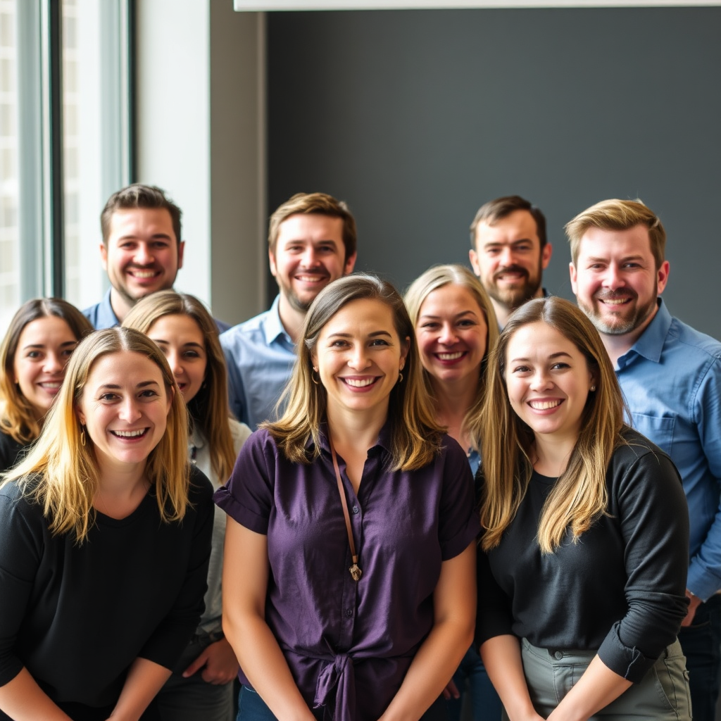 A group photo of the CultureXpands team, smiling and looking towards the camera. The lighting is natural and friendly, highlighting the team's dedication and enthusiasm.