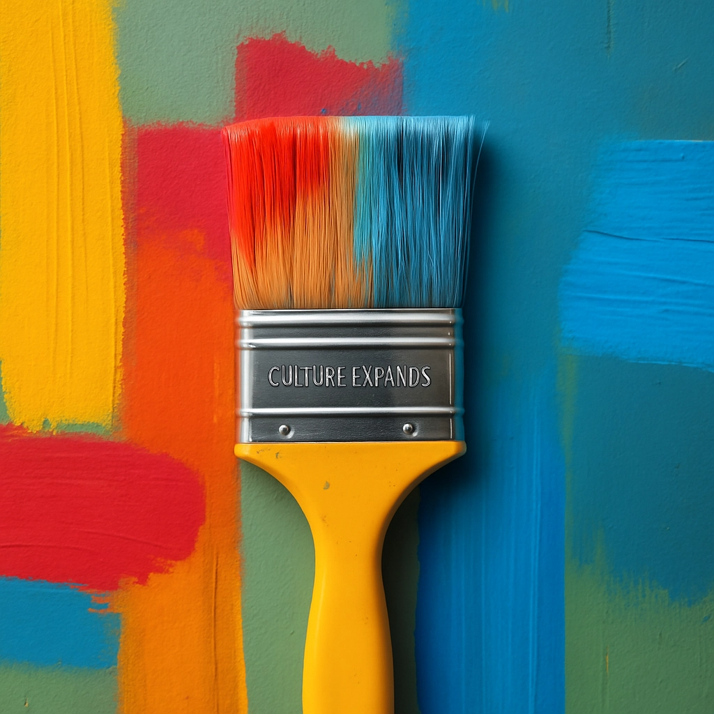 A single paintbrush creating a vibrant and colorful mural, symbolizing the impact of individual contributions. The lighting emphasizes the transformative power of art.