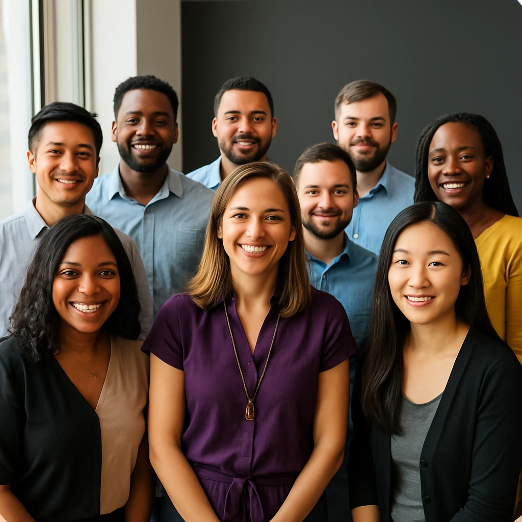 A group photo of the CultureXpands team, smiling and looking towards the camera. The lighting is natural and friendly, highlighting the team's dedication and enthusiasm.
