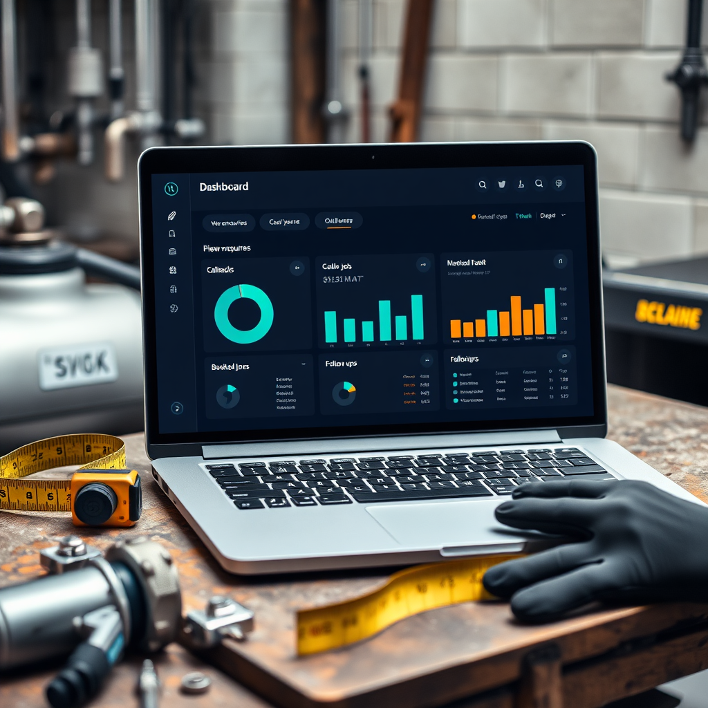 EasyAI dashboard mockup showing plumbing enquiries, call backs, and follow-up status
