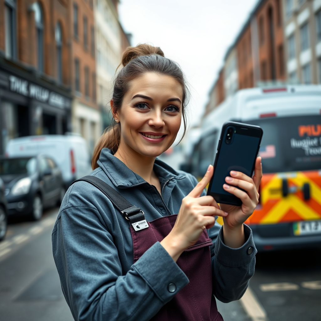 Video thumbnail of a UK plumber in a van showing a phone with enquiries