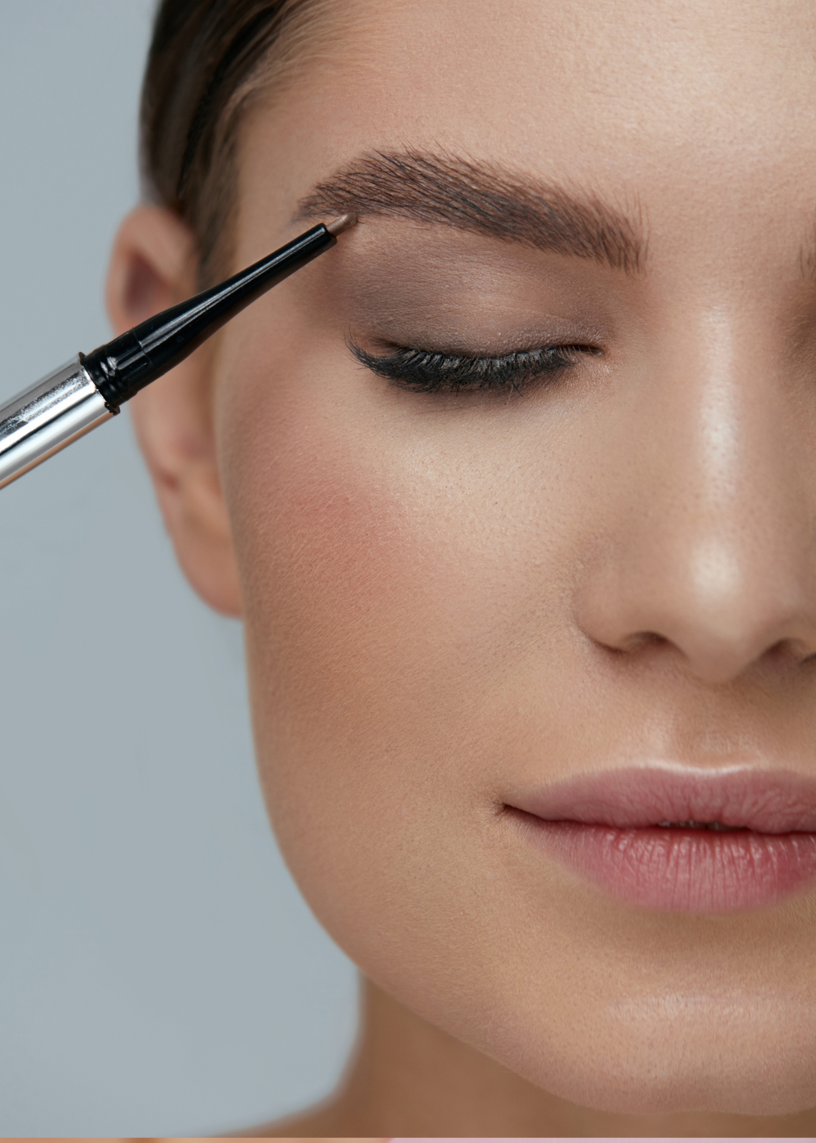 Close-up, photorealistic image of perfectly shaped eyebrows after a professional service. Focus on symmetry and detail. Soft, diffused lighting. 4K resolution.