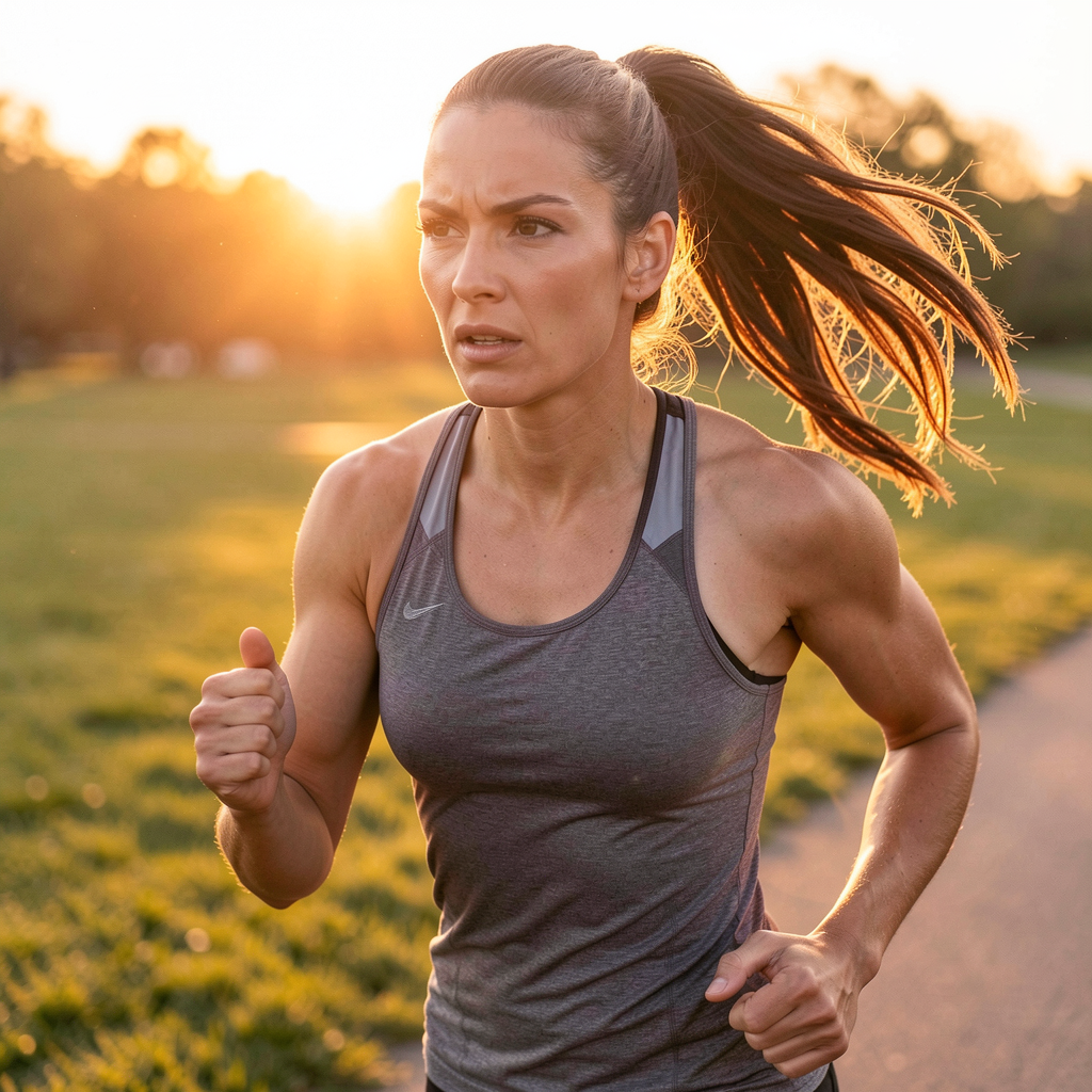 Woman running outdoor path
