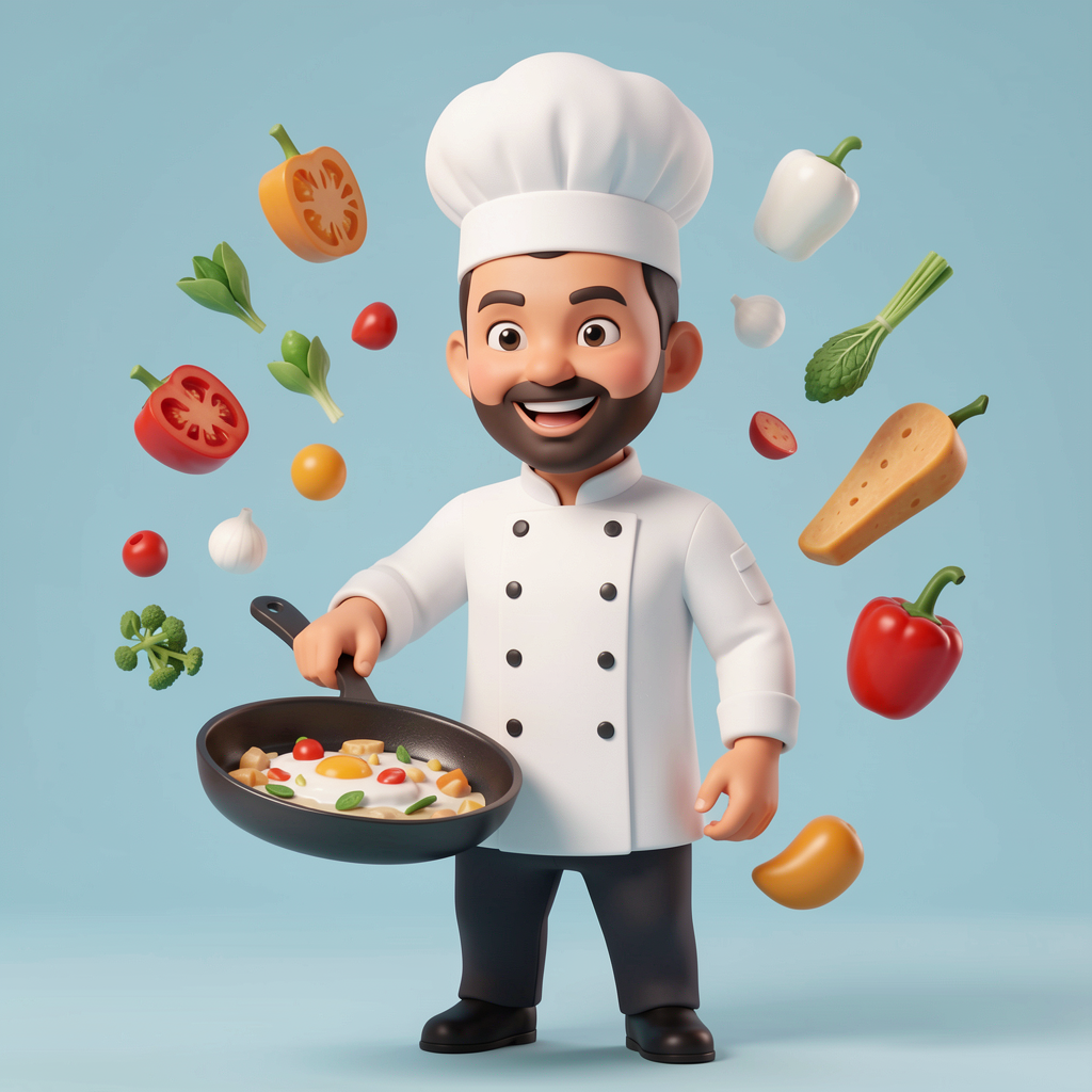 Chef cooking illustration