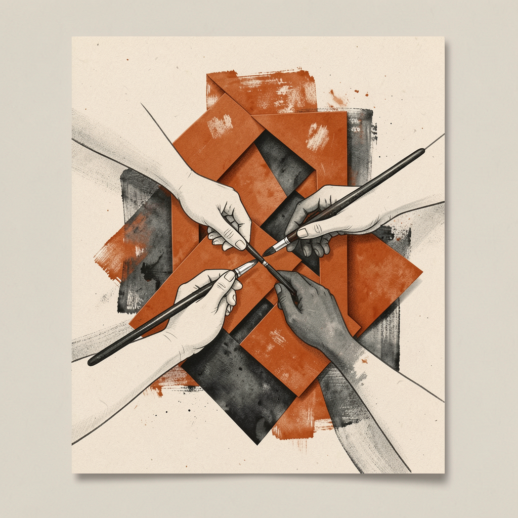 Artistic collaboration abstract illustration
