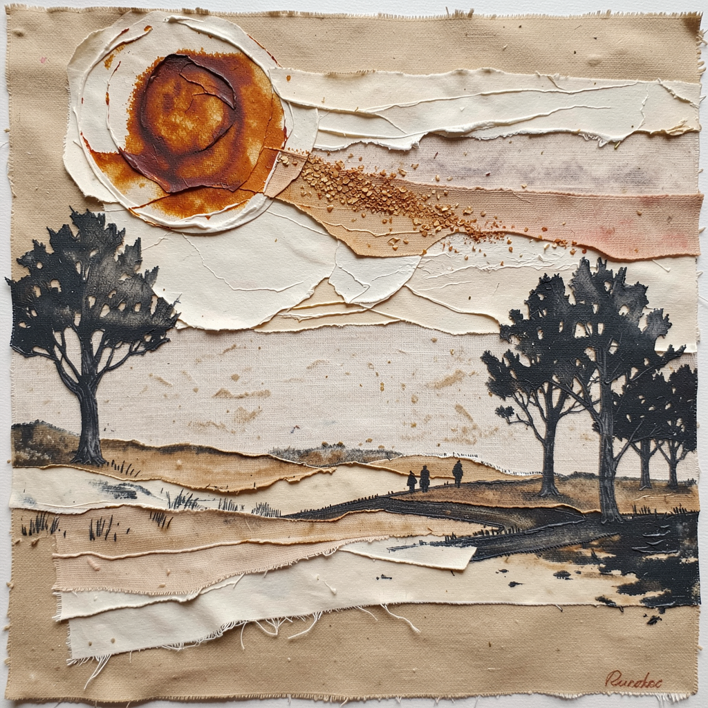 Abstract mixed media landscape painting