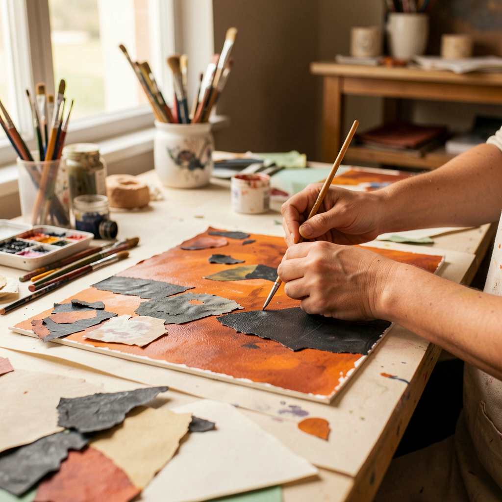 Artist hands creating a commission artwork