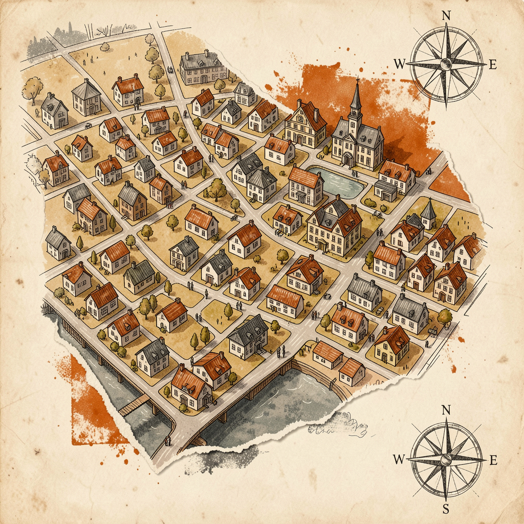 Illustrated map of the studio's neighborhood