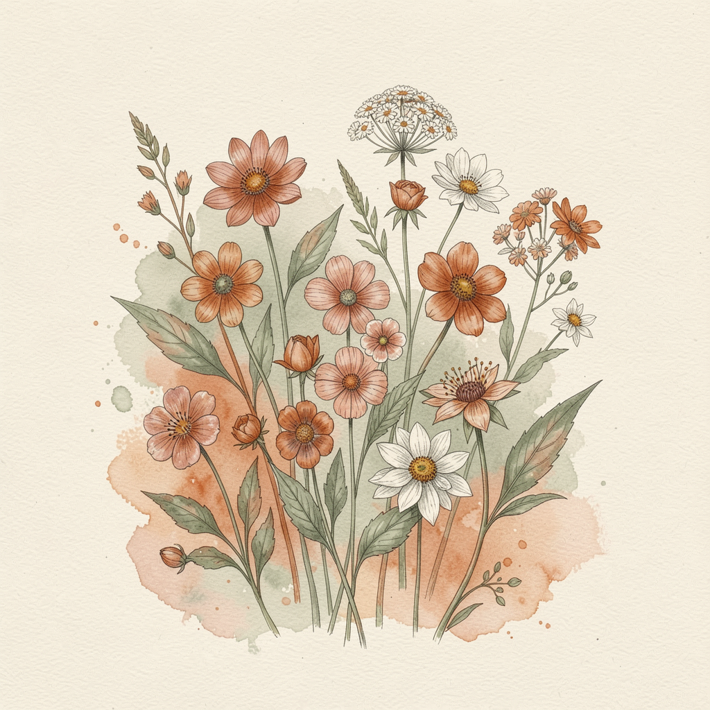 Botanical mixed media illustration