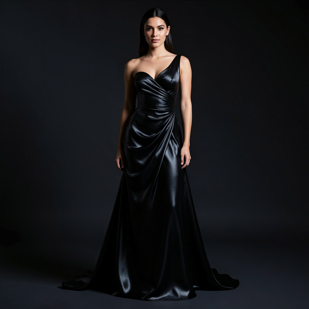 Sculptural obsidian gown