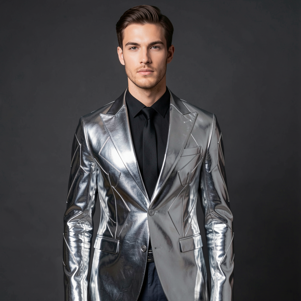 Metallic chrome blazer
