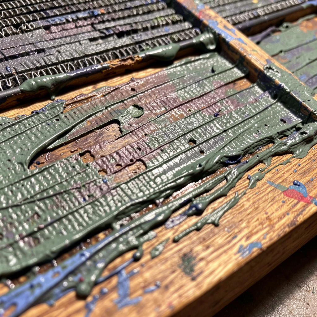 Textured printing screens closeup