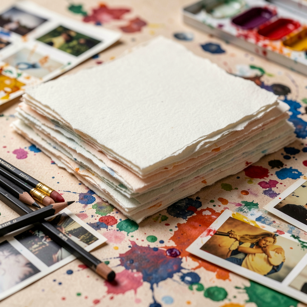 Raw physical materials on an artist workbench