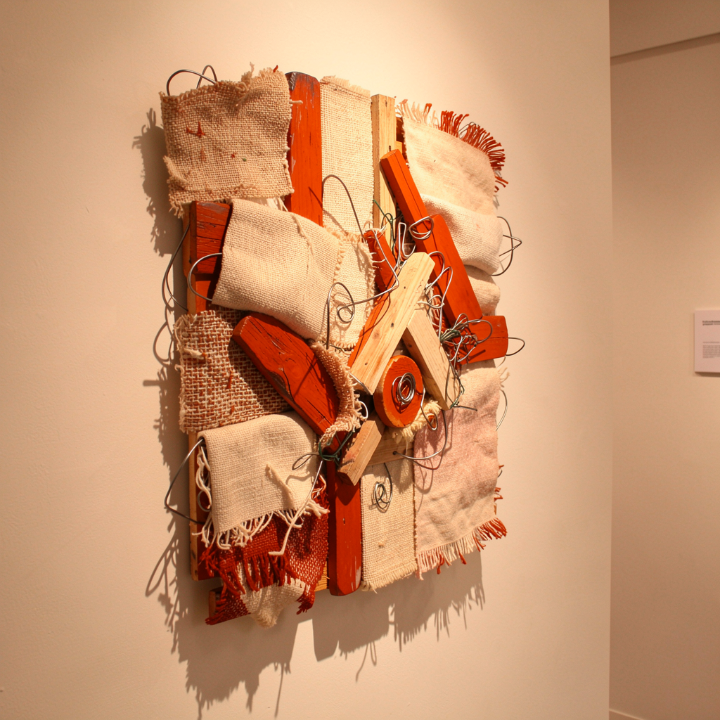 Sculptural mixed media wall installation